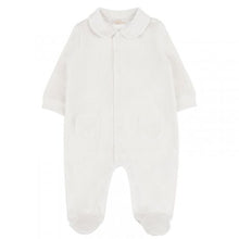 Load image into Gallery viewer, White Velour Front Opening Teddy Babygrow