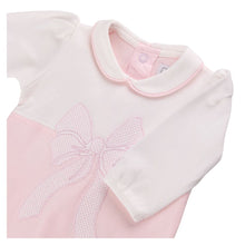 Load image into Gallery viewer, Pink &amp; White Bow Babygrow &amp; Hat