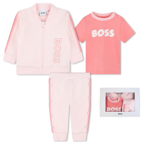 Pink Logo Tracksuit & T-Shirt Set