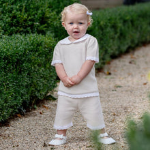 Load image into Gallery viewer, Girls Beige Knitted Shorts Set