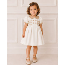 Load image into Gallery viewer, Ivory &amp; Beige Trim Smocked Dress
