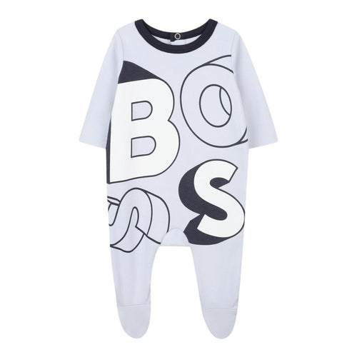 Pale Blue Large Logo Babygrow