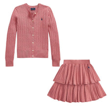 Load image into Gallery viewer, Pink Cable Knit Cardigan &amp; Skirt
