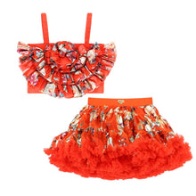 Load image into Gallery viewer, Deep Orange Foil Print Tutu Set