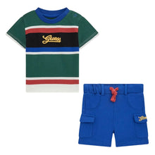 Load image into Gallery viewer, Multi Colour Striped T-Shirt &amp; Shorts Set