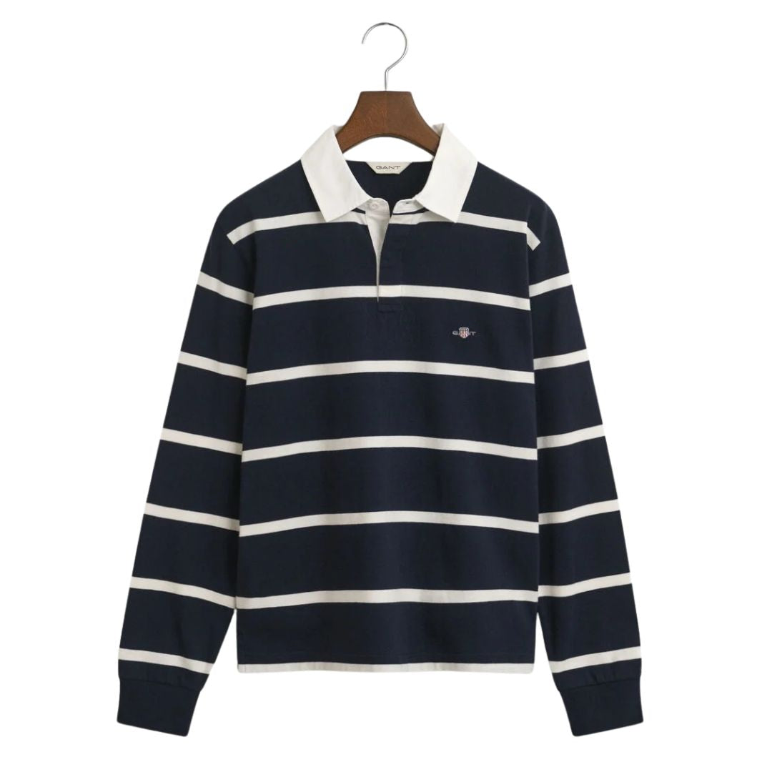Navy & White Striped Rugby Top