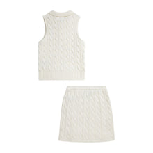 Load image into Gallery viewer, Ivory Cable Knit Polo &amp; Skirt Set