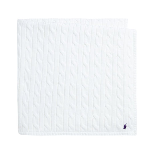 White Cable Knit Blanket