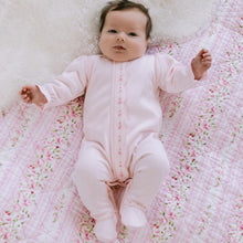 Load image into Gallery viewer, Pink Embroidered &amp; Scalloped Babygrow