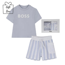 Load image into Gallery viewer, PRE ORDER - Babies Pale Blue Striped Shorts Set