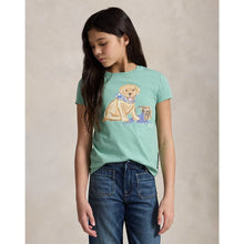 Load image into Gallery viewer, Girls Pale Green Dog Print T-Shirt