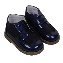 Load image into Gallery viewer, Navy Suede &amp; Patent Boots