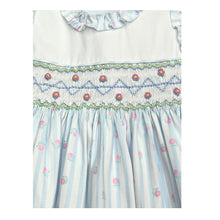 Load image into Gallery viewer, Blue &amp; White Striped Floral Dress &amp; Headband