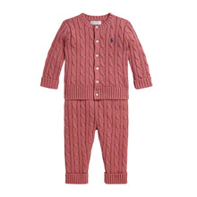 Load image into Gallery viewer, Pink Cable Knit Cardigan &amp; Trousers