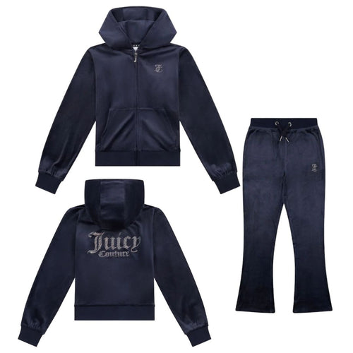 Navy Diamante Bootcut Tracksuit
