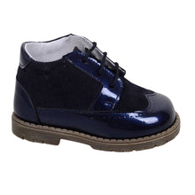 Load image into Gallery viewer, Navy Suede &amp; Patent Boots