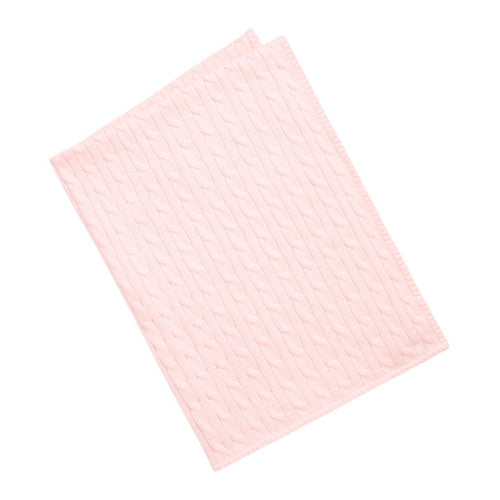 Pale Pink Cable Knit Blanket