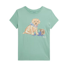 Load image into Gallery viewer, Girls Pale Green Dog Print T-Shirt