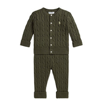 Load image into Gallery viewer, Dark Green Cable Knit Cardigan &amp; Trousers