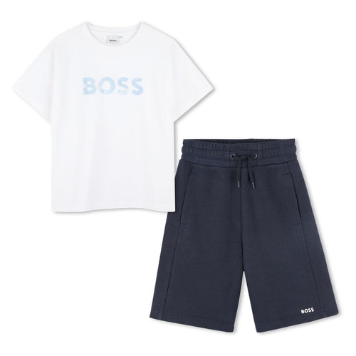 Navy Shorts & White T-Shirt Set