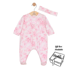 Load image into Gallery viewer, Pink Floral Babygrow &amp; Headband