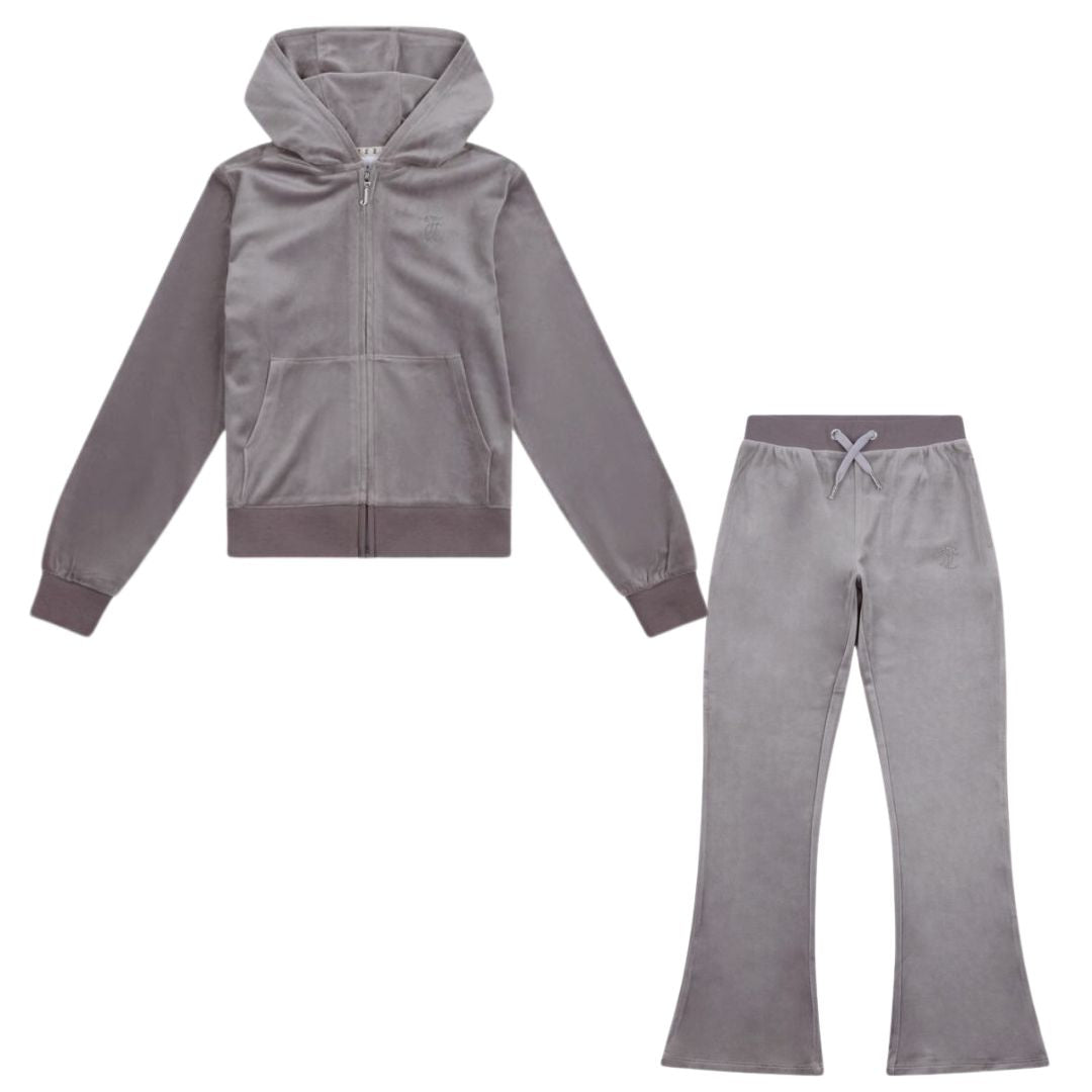 Juicy Couture - Grey Bootcut Diamante Logo Tracksuit – Village Kids