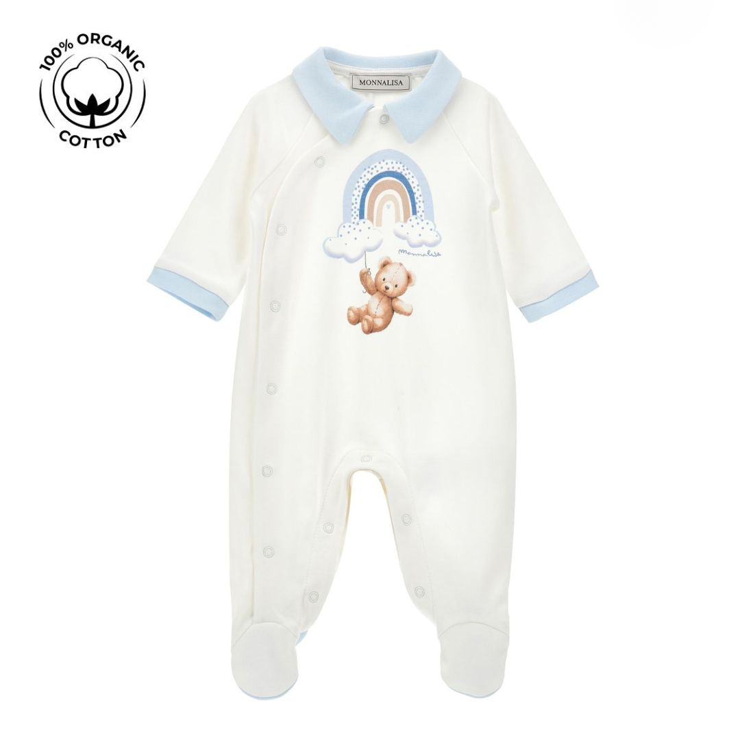 PRE ORDER - Blue Teddy & Rainbow Babygrow