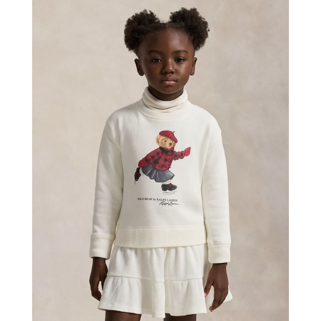 PRE ORDER - Girls Ivory Polo Bear Dress