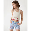Pale Blue Denim Embroidered Shorts