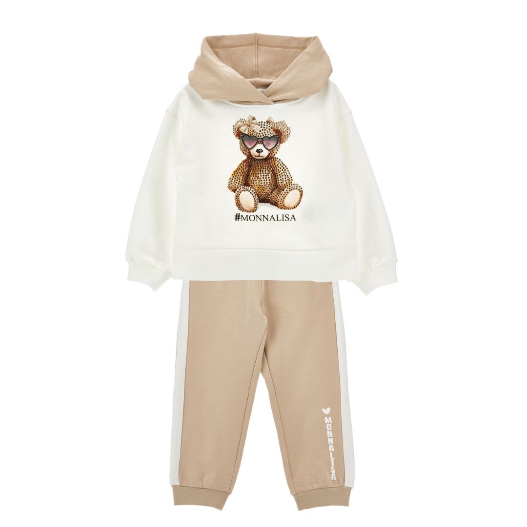 PRE ORDER - Ivory & Tan Hooded Teddy Tracksuit