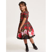 Load image into Gallery viewer, Red &amp; Black Tartan &amp; Roses Dress