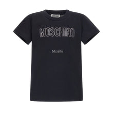 Load image into Gallery viewer, Girls Black Diamante Logo T-Shirt