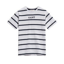 Load image into Gallery viewer, White &amp; Navy Stripe T-Shirt