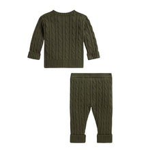 Load image into Gallery viewer, Dark Green Cable Knit Cardigan &amp; Trousers