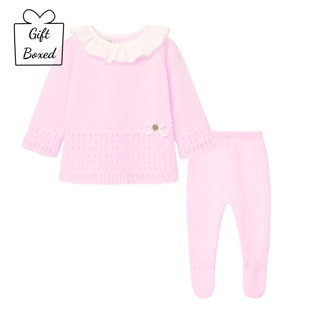 Girls Pink Knitted Lace Set
