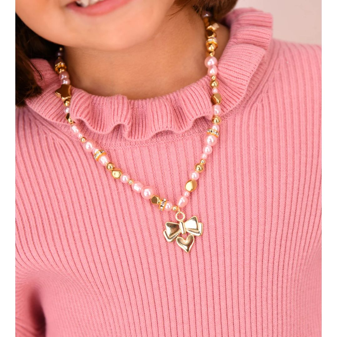 Pink Pearl & Heart Necklace
