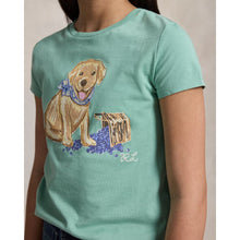 Load image into Gallery viewer, Girls Pale Green Dog Print T-Shirt