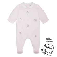 Load image into Gallery viewer, Pink Embroidered Flowers Babygrow