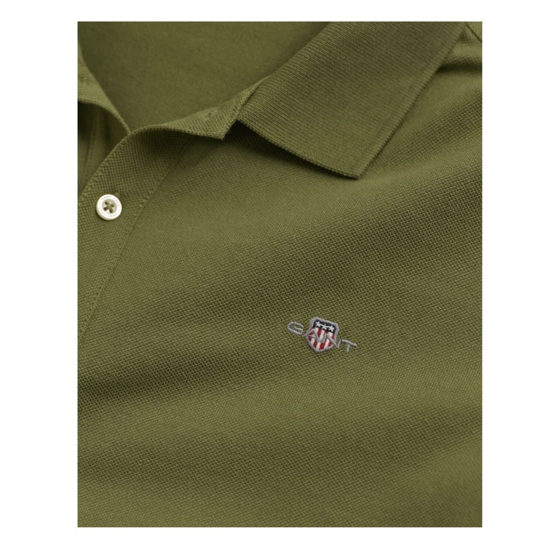 Olive Green LS Logo Polo Top