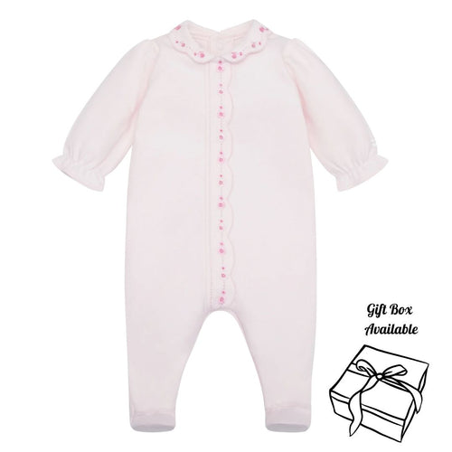 Pink Embroidered & Scalloped Babygrow