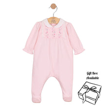 Load image into Gallery viewer, Pink Embroidered Yoke Babygrow
