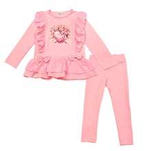 Load image into Gallery viewer, Pink Heart &amp; Roses Legging Set