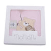 Pink Velour Padded Teddy Blanket