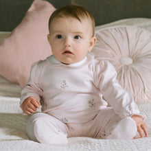 Load image into Gallery viewer, Pink Embroidered Flowers Babygrow