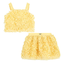 Load image into Gallery viewer, Yellow 3D Roses Skirt Set