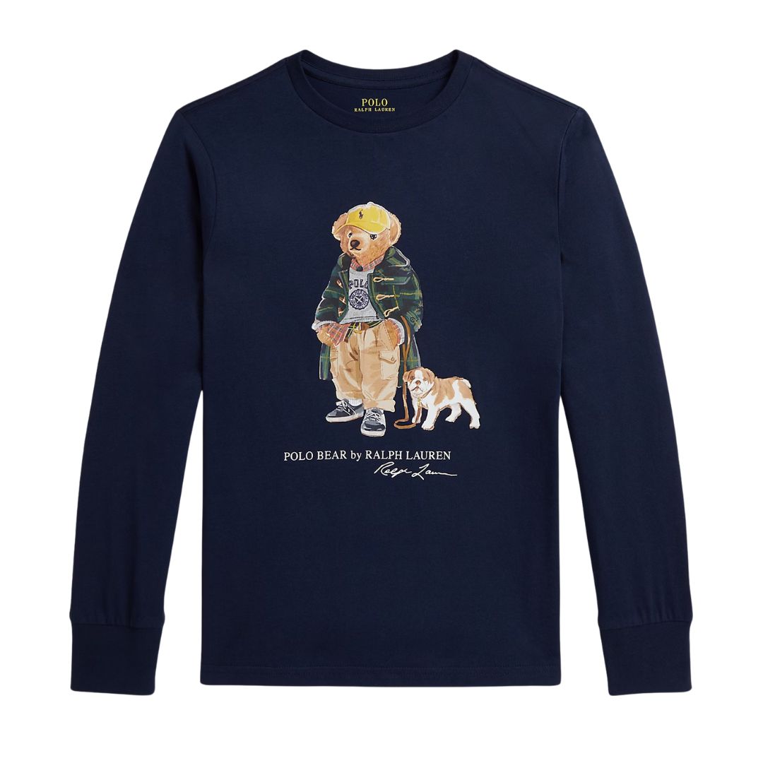 Navy Polo Bear LS Top