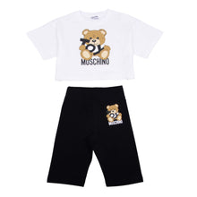 Load image into Gallery viewer, Black &amp; White Teddy Cycling Shorts &amp; T-Shirt Set