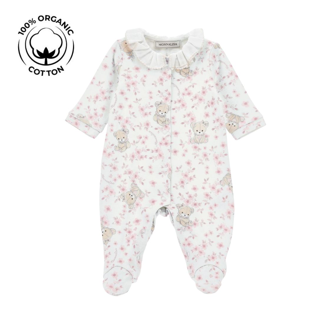 PRE ORDER - Pink Teddy Frill Collar Babygrow