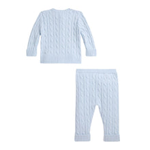 Load image into Gallery viewer, Pale Blue Cable Knit Cardigan &amp; Trousers