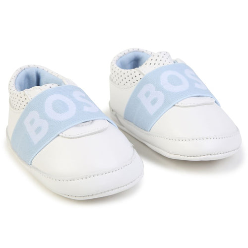 White & Blue Logo Shoes